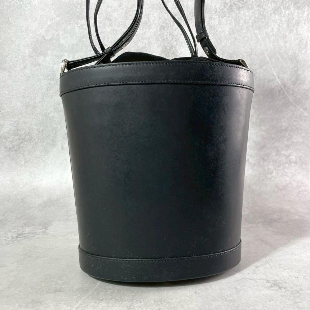 Vintage Gucci Black Leather Interlocking G Bucket Bag - Picture 7 of 12